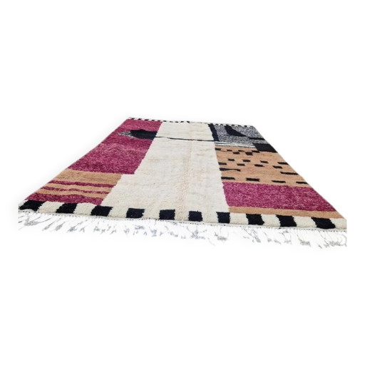 Handgefertigter marokkanischer Teppich - braun, schwarz und pink - 3X2m