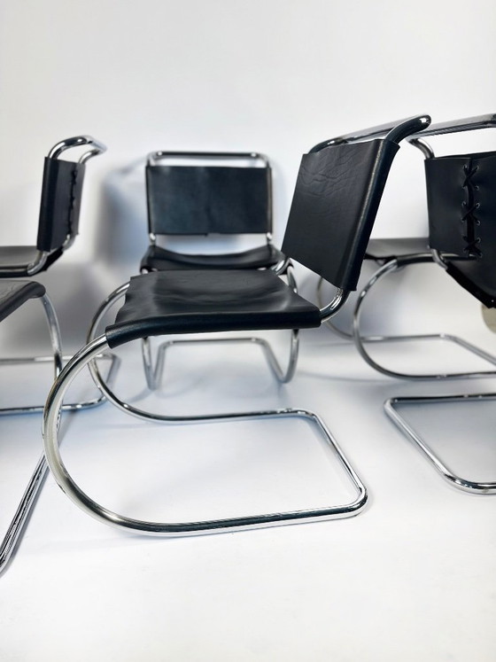 Image 1 of Set of 6 MR10 Dining Chairs — Ludwig Mies van der Rohe, attr. Knoll, c. 1970s