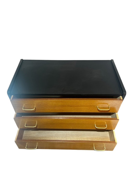 Image 1 of 1950 Black Lacquered Oak Chest of Drawers