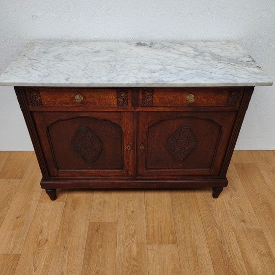 Image 1 of Antike Kommode, Anrichte, Schrank, Waschtisch mit Marmorplatte 302
