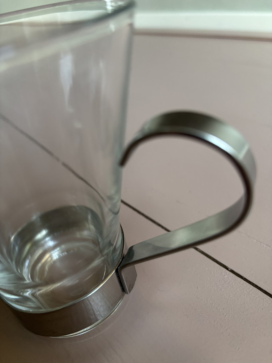 Image 1 of 4 vasos (de té) con asa de acero inoxidable