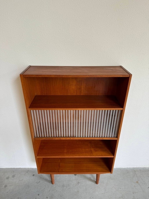 Vintage Danish Bookcase With Glass Doors