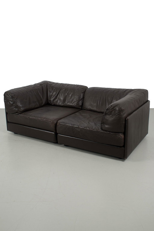 Vintage 2 places en cuir marron foncé