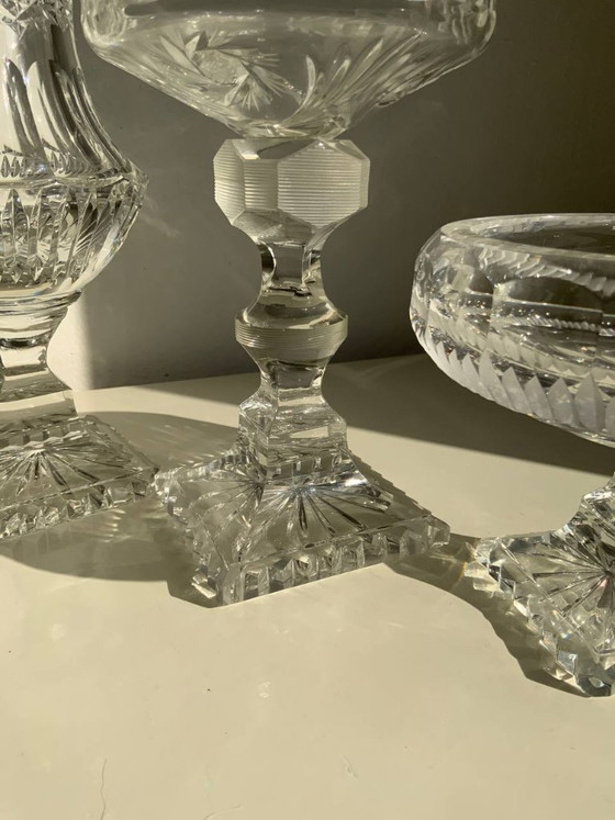 Image 1 of Raro set di 3 oggetti in cristallo di Boemia – Periodo storicista (circa 1880-1890)