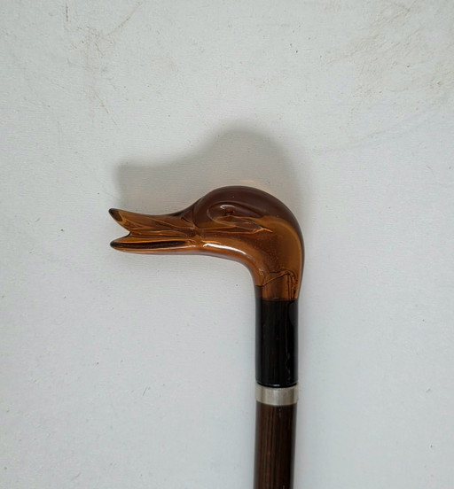 Canne de marche vintage en forme de tête de canard - Résine ambrée et bois dur – cadeaus, Wood (photo 2 of 6)