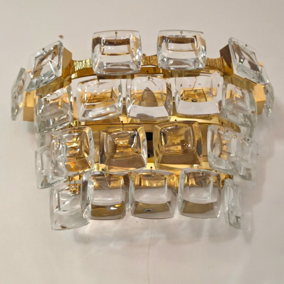 Set of 2 Palwa wall lamps, brass & crystal glass, brutalist, mid-century 60s – Wall lights (photo 5 of 6)