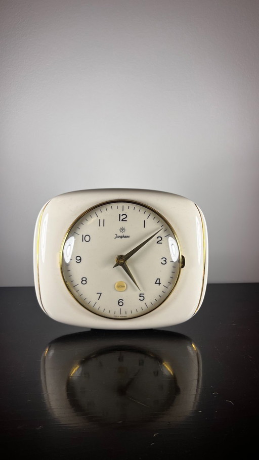 Orologio da cucina vintage in ceramica Junghans – Modello 714/19/52 | Moderno di metà secolo tedesco