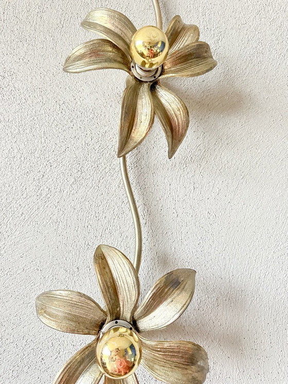 Lampada a fiore vintage Willy Daro, Applique, Metallo, Dorato (foto 6 di 10)