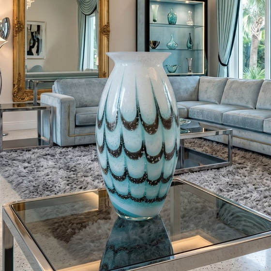 Image 1 of Luxuriöse, handgefertigte Vase aus Muranoglas aus den 1960er Jahren von Ca dei Vetrai. Hergestellt in Italien.