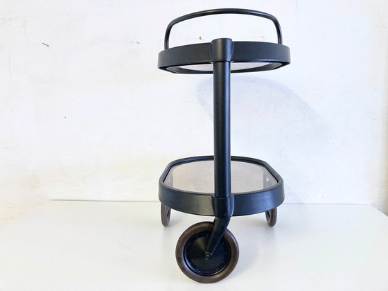 Image 1 of Alessi Emsta serveerwagen, ontwerp van Enzo Mari, postmodernistische Memphis-periode uit de jaren 80