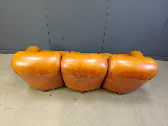 Image 1 of Mid Century italienisches Leder 3-Sitzer Sofa, 1970er Jahre