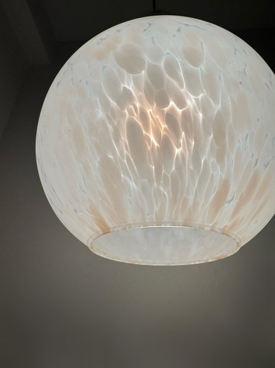 Gesprengelte Murano Glas Hängeleuchte 70er Jahre – Kronleuchter, Chrome (photo 8 of 8)