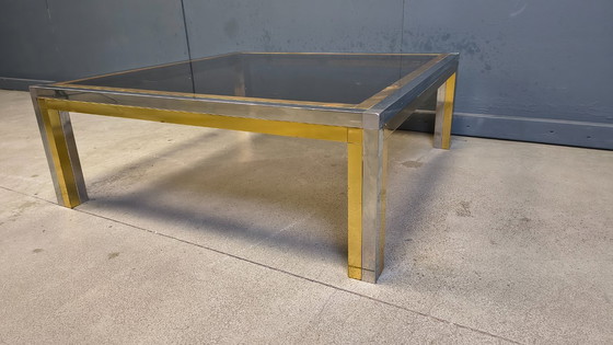 Image 1 of Vintage chrome and brass coffee table in the manner of Romeo Rega, 1970s