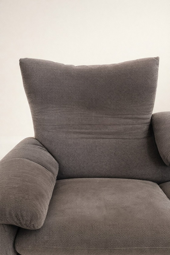 Image 1 of Maralunga 2-Sitzer-Sofa, Cassina Vico Magistretti, Erstausgabe 1973, Alpakasamt. Standardsofas.