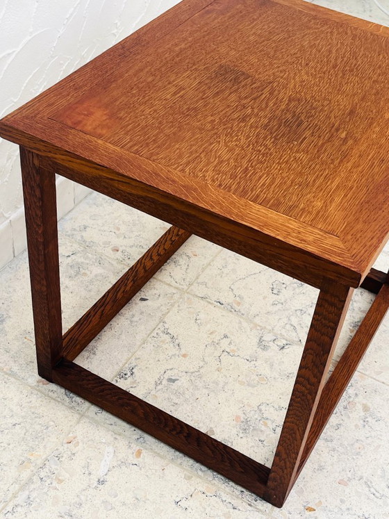 Image 1 of Brutalist side table in solid oak