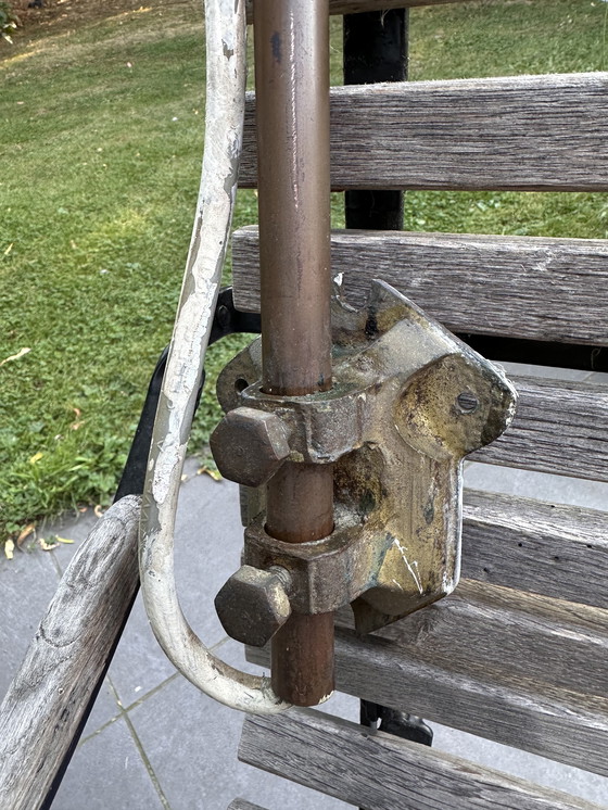 Image 1 of Industrial machine lamp with enamel shade (ca. 1930-1950)