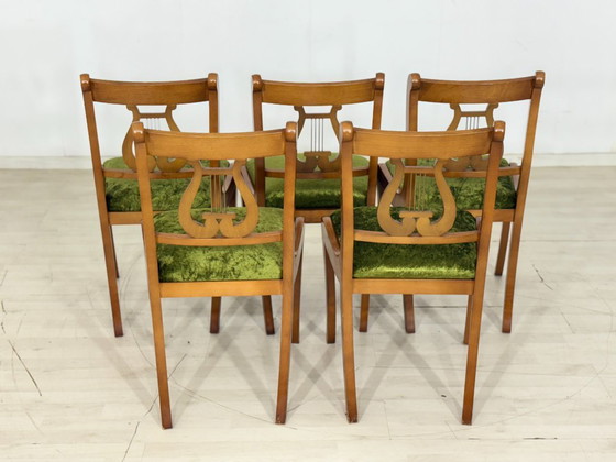 Image 1 of 6 sedie da pranzo in mogano, stile vintage