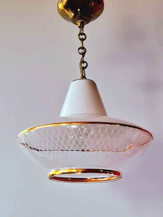 Image 1 of Suspension en verre sérigraphié UFO,1970.