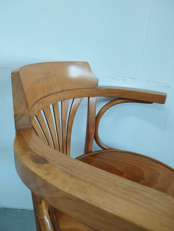 Image 1 of Sedia da capitano vintage in stile Thonet (legno curvato, seduta girevole a 360 gradi)