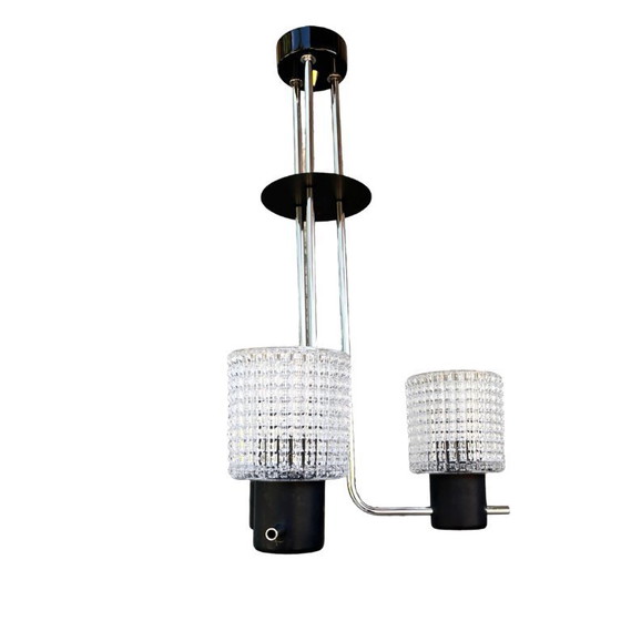 Image 1 of Elektroinstala Jílové pendant lamp, Czechoslovakia, 1970s, embossed glass, modernism