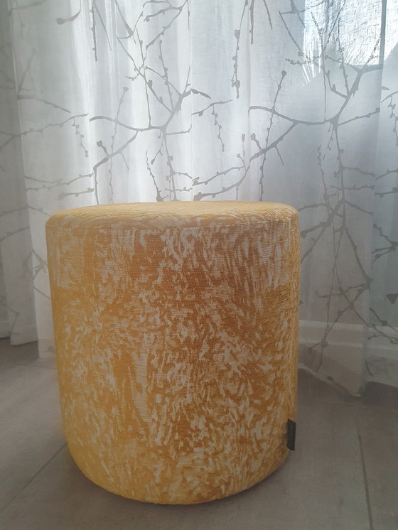 Image 1 of Design Authentique - Pouf Rond sur Mesure – Tissu Karin Sajo Paris « Écume Soleil »