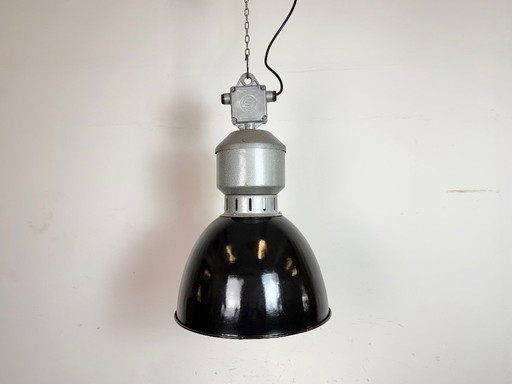 Industrial Black Enamel Factory Lamp from Elektrosvit, 1960s