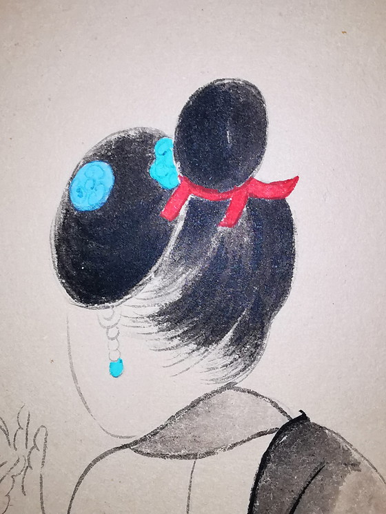 Image 1 of Chinese/Tibetan paper roll "Two Ladies" Chang Dai Chien