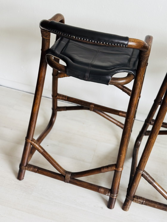 Image 1 of Vintage Bamboo Barstools Horsnaes Denmark 1970s
