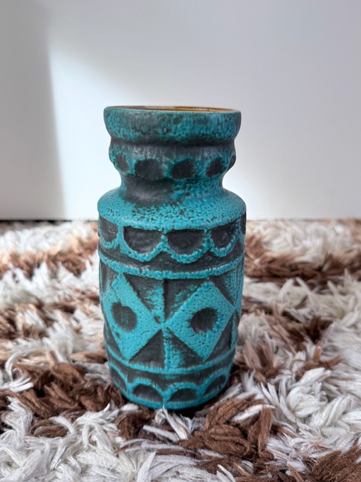 Vase Vintage WGP Bay Keramik (Bodo Mans 92 20) – 20 cm Turquoise/Brutaliste