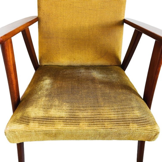 Image 1 of Vintage mid - Century Danish design armchair teak ochre yellow 1960's