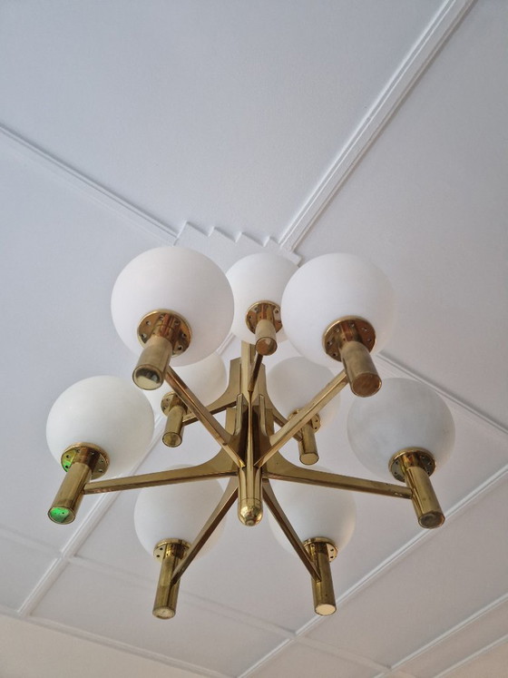 Lampada a sospensione vintage - Anni '50 a '60 - Italia – Lampade a sospensione, Vetro, Ottone (photo 2 of 15)