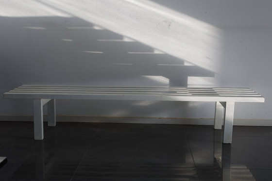 Image 1 of Panca vintage, design olandese, metallo, bianco, anni '70