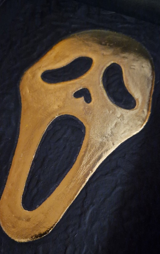 Image 1 of Masque Scream en or 23 carats, cadre doré, édition limitée années 80