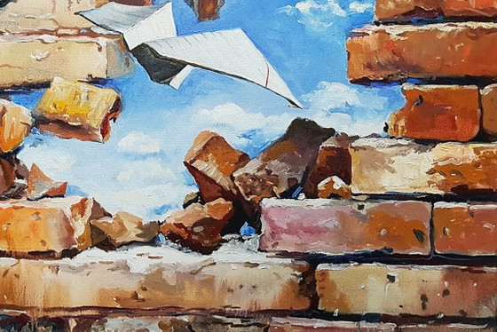 Original Oil Painting Modern Art Landscape Sky The Wall – Paintings & Drawings, Canvas (photo 7 of 7)