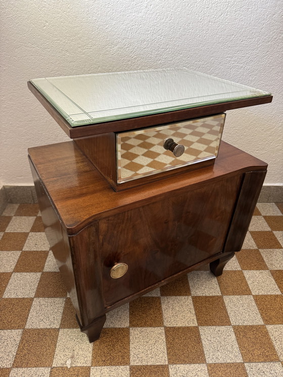 Image 1 of Nachtkastje in art-decostijl van gespiegeld hout