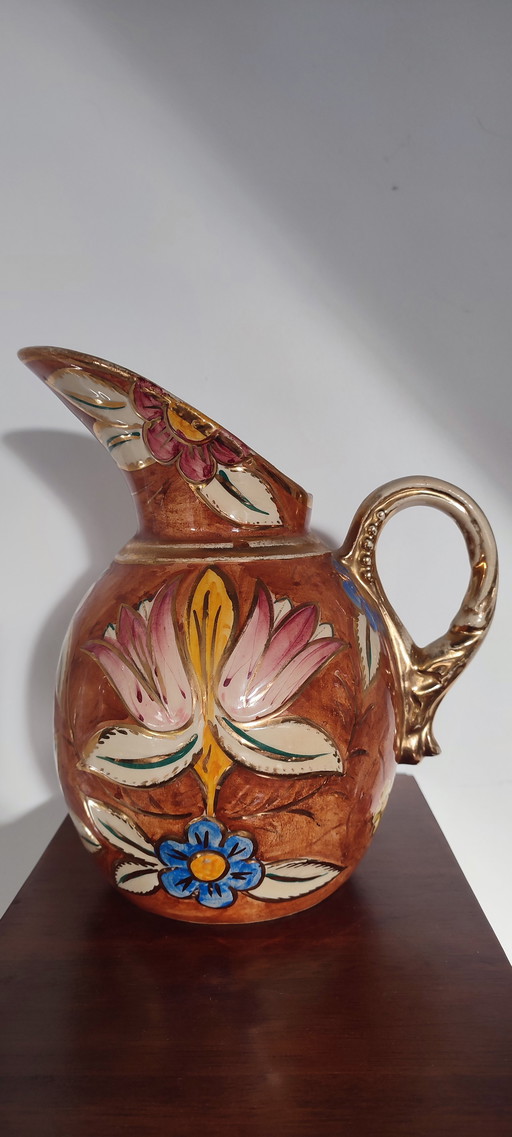 Vintage handbemalter Keramikkrug