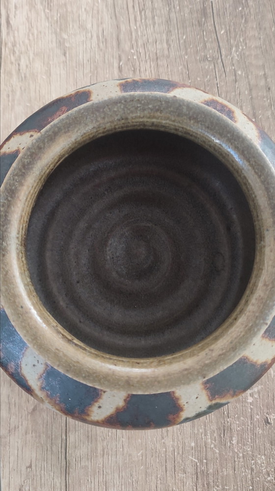 Image 1 of Pyrite stoneware ball vase, signed