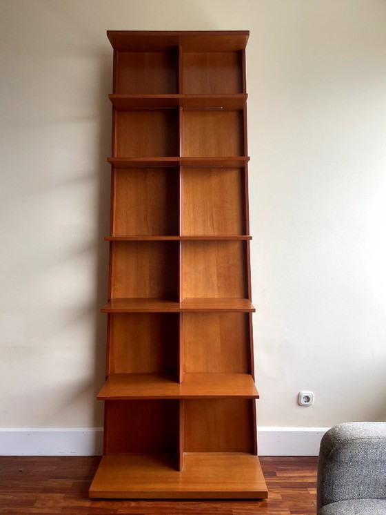 Image 1 of Contemporary design shelving unit in cherry wood