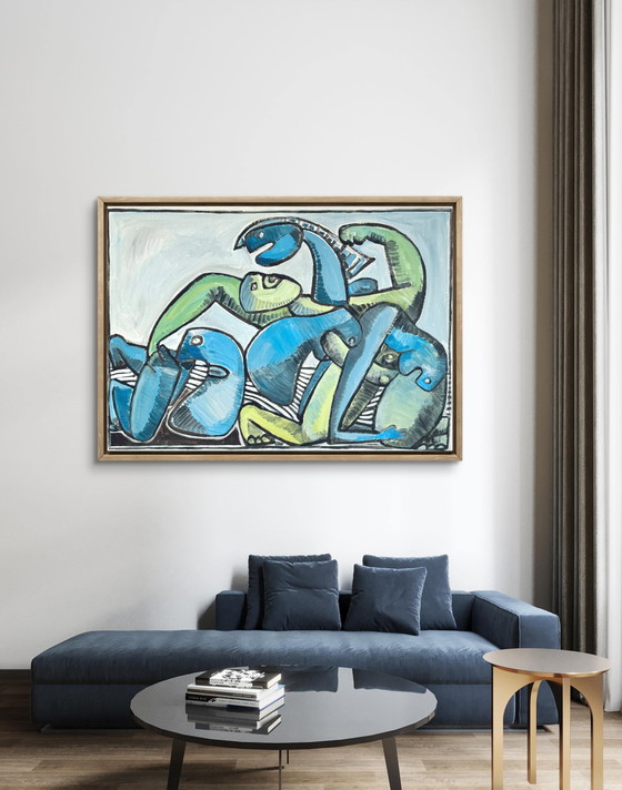 Image 1 of Gundi Falk (1966) Cubist Embrace - Large painting on canvas