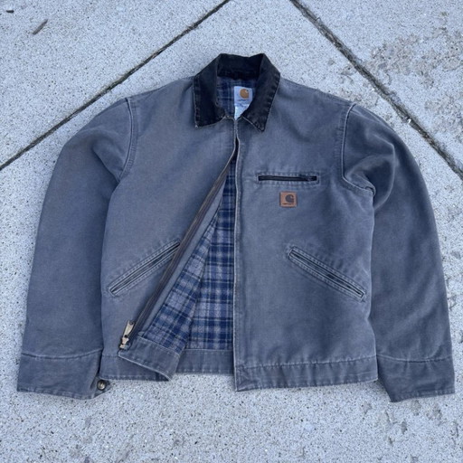 Carhartt Detroit J97 MTL Grijze Canvas Jas met Dekenvoering, Maat M