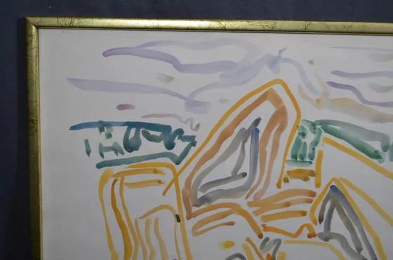 Peter Pfosi "Landscape" Watercolor Painting, Monogrammed and Dated 1987, Framed – Paintings & Drawings (photo 4 of 12)