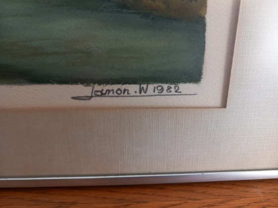 Image 1 of Rural landscape "End of a summer day" signed LAMON Walter 1982