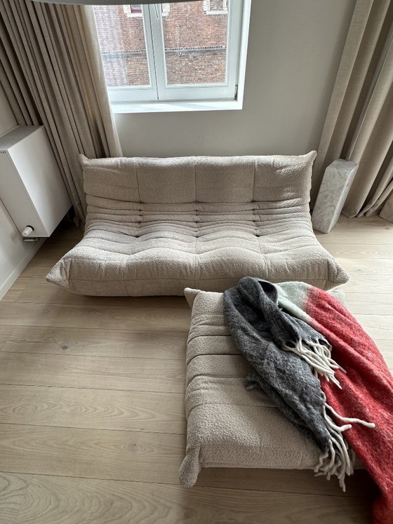 Ligne Roset Togo 3 Posti + Pouf Beige Bouclé – Divani, Textile (photo 3 of 7)