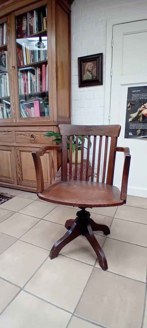 Sedia da ufficio antica in wengé – draaistoelen, Wood, Metal