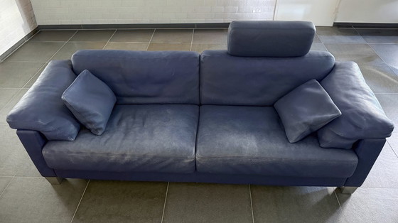 Image 1 of Divano De Sede DS17, 240 cm, pelle blu con supporto extra per il collo