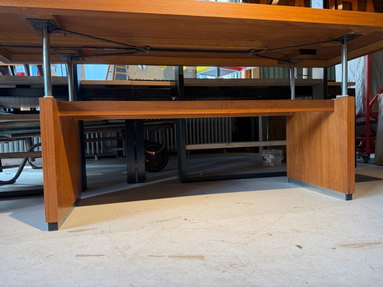 Vintage 60s height-adjustable office Desk – Wood, Chrome (photo 4 of 6)