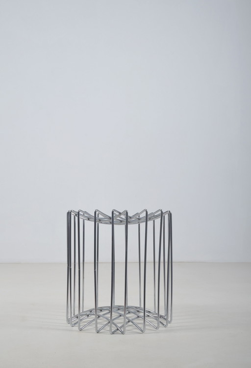 Minimalist Wire Stool In Chrome From The 1980s