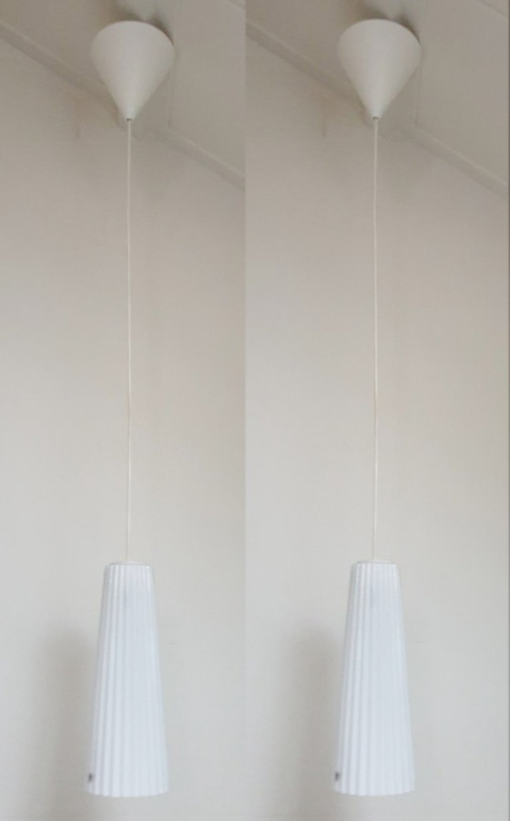 Image 1 of 2x Lamp - TYP T0712 - Opaline glas plissé - Ikea / 365+ Lunta 11