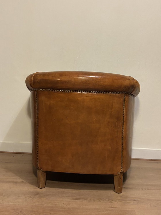 Image 1 of Set of 2 Vintage Cognac Club Armchairs Design Dutch Leather