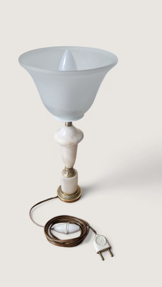 Image 1 of Vintage Neo-Empire style lamp - Marble and Brass